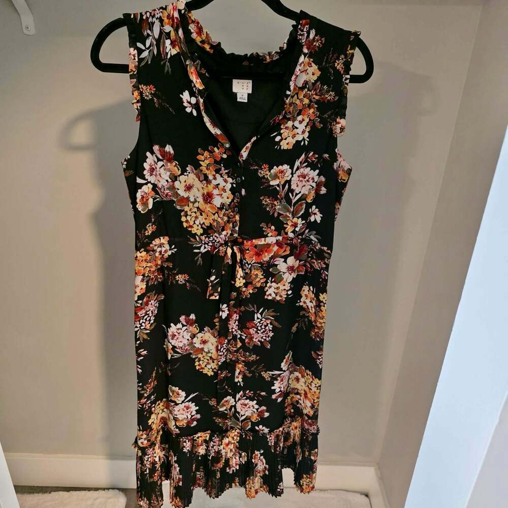 A New Day Sleeveless Floral Print Midi Dress with Ruffled Hem